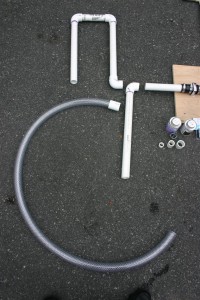 Intake Hose and PVC A wider view of the hose and straight PVC intake pipes. You don't have to glue these on.