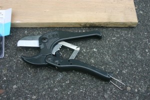PVC Cutting Tool You can use a saw, but these little tools are really handy. They're about $12 at Home Depot.